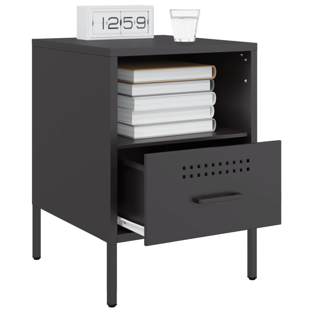 Tables de chevet 2 pcs noir 36x39x50,5 cm acier