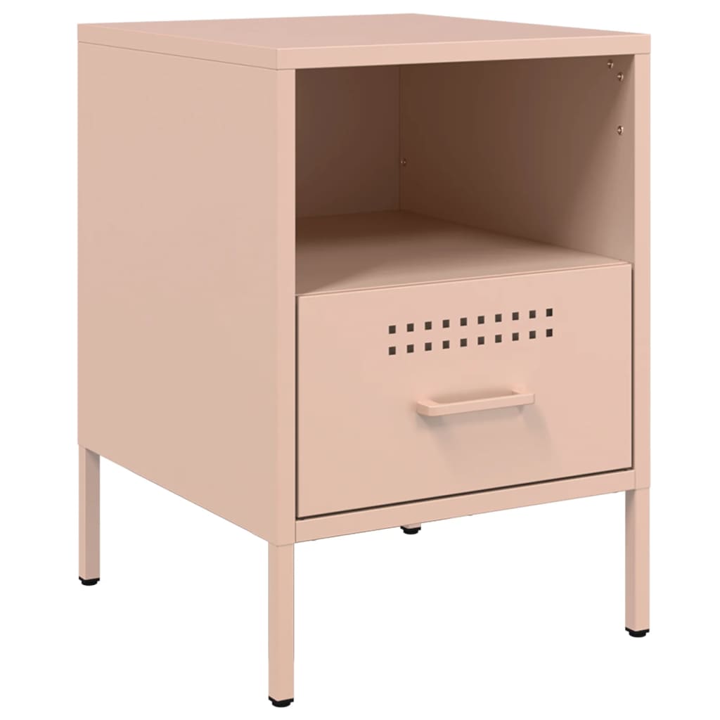 Table de chevet rose 36x39x50,5 cm acier