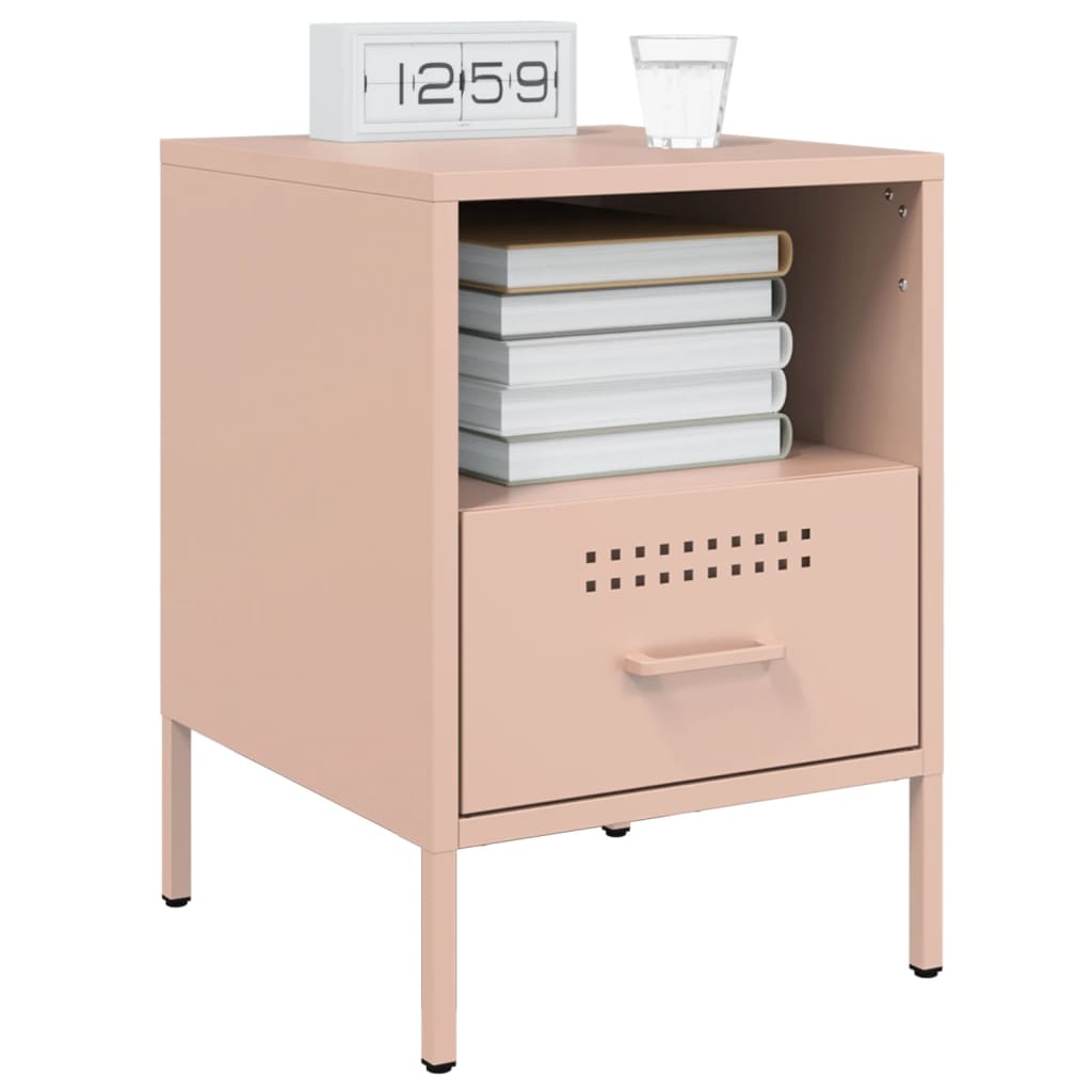 Table de chevet rose 36x39x50,5 cm acier