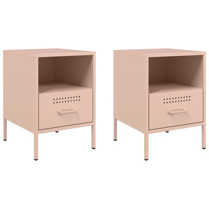 Tables de chevet 2 pcs rose 36x39x50,5 cm acier