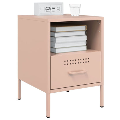 Tables de chevet 2 pcs rose 36x39x50,5 cm acier