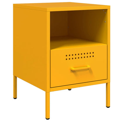 Table de chevet jaune moutarde 36x39x50,5 cm acier