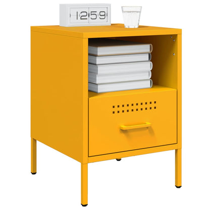 Table de chevet jaune moutarde 36x39x50,5 cm acier