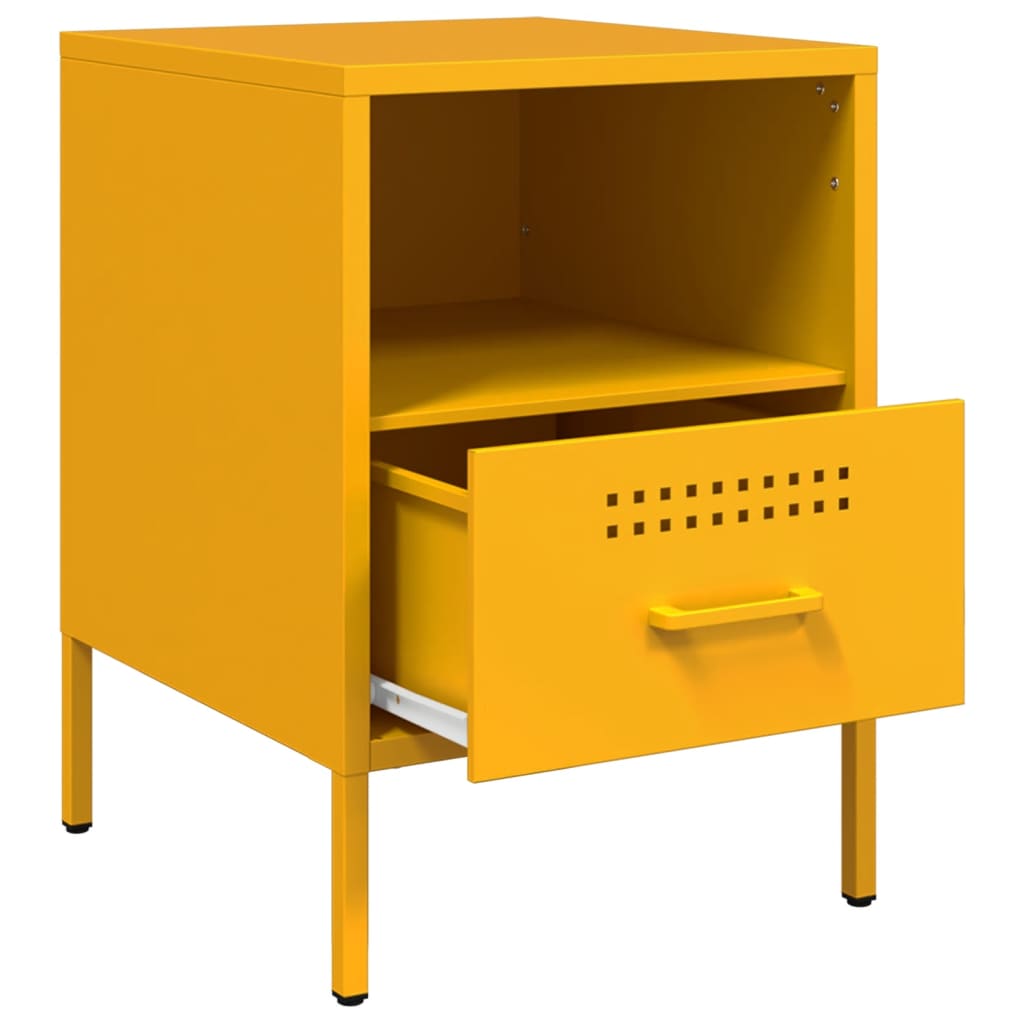 Table de chevet jaune moutarde 36x39x50,5 cm acier