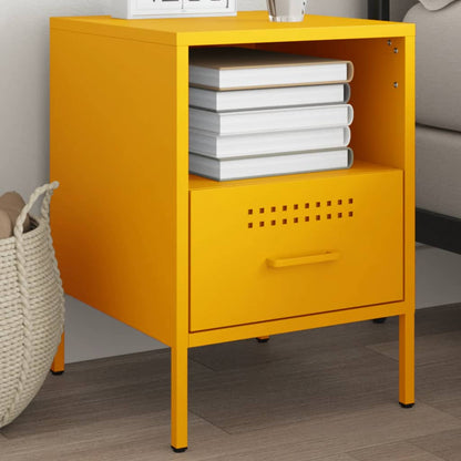 Table de chevet jaune moutarde 36x39x50,5 cm acier