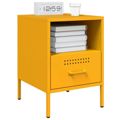 Tables de chevet 2 pcs jaune moutarde 36x39x50,5 cm acier