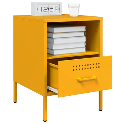 Tables de chevet 2 pcs jaune moutarde 36x39x50,5 cm acier