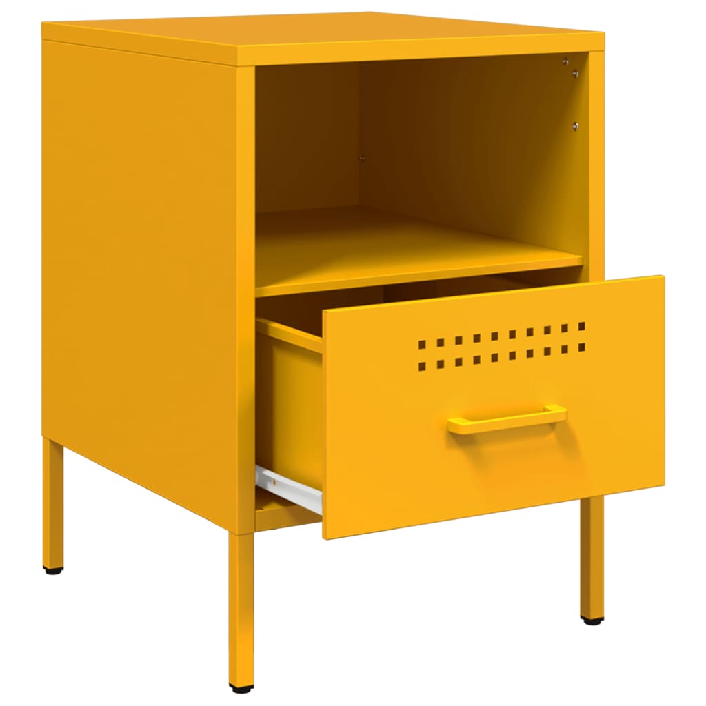 Tables de chevet 2 pcs jaune moutarde 36x39x50,5 cm acier