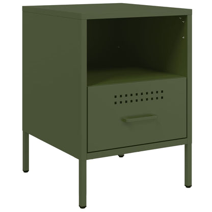 Table de chevet vert olive 36x39x50,5 cm acier