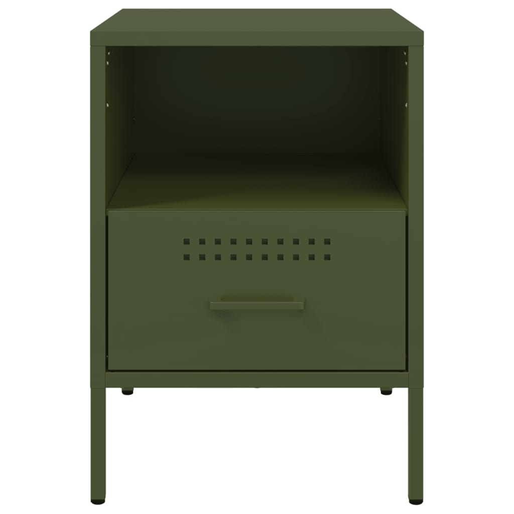 Table de chevet vert olive 36x39x50,5 cm acier