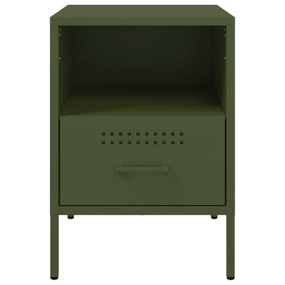 Table de chevet vert olive 36x39x50,5 cm acier