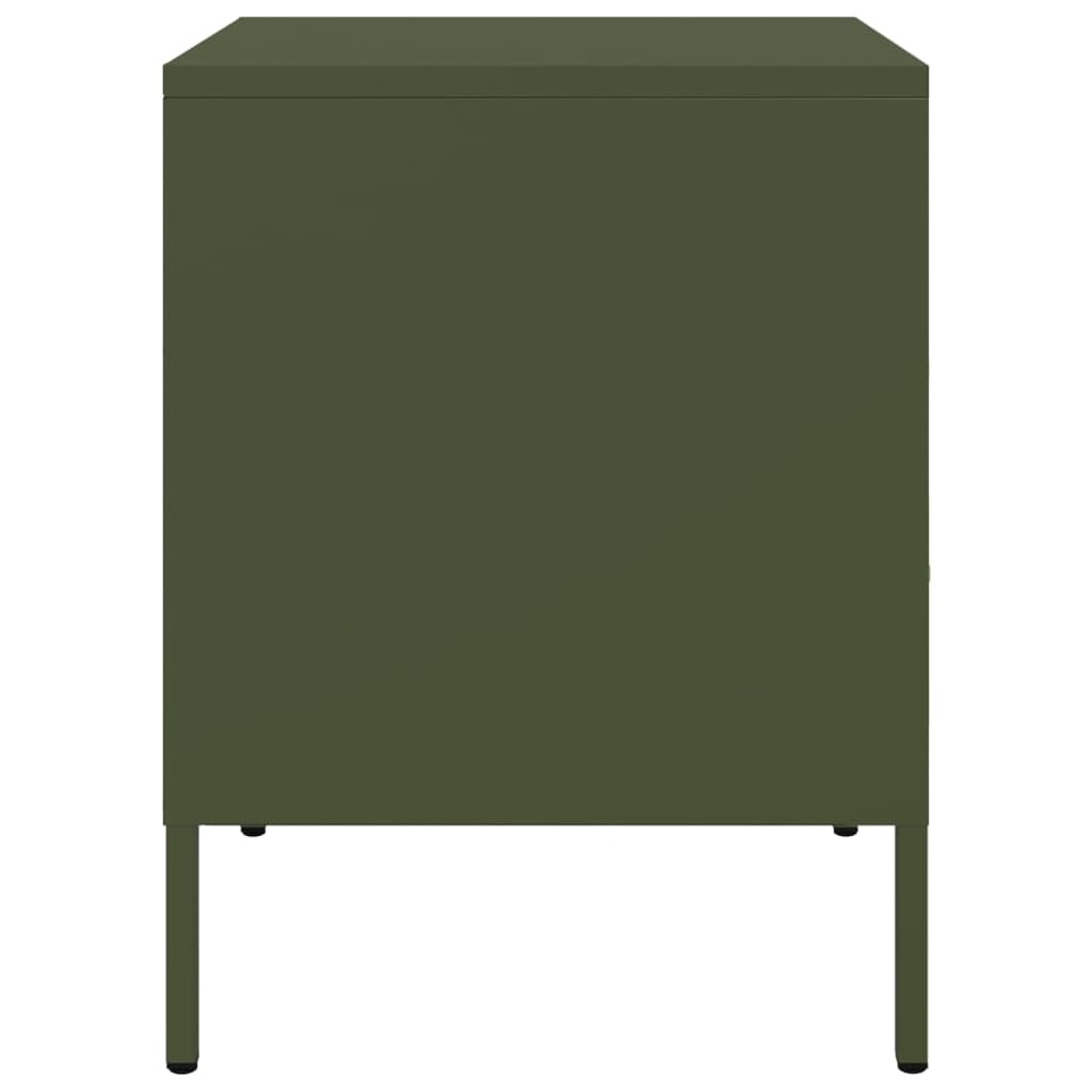 Table de chevet vert olive 36x39x50,5 cm acier