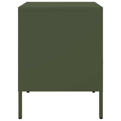 Table de chevet vert olive 36x39x50,5 cm acier