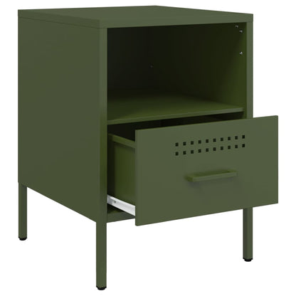 Table de chevet vert olive 36x39x50,5 cm acier