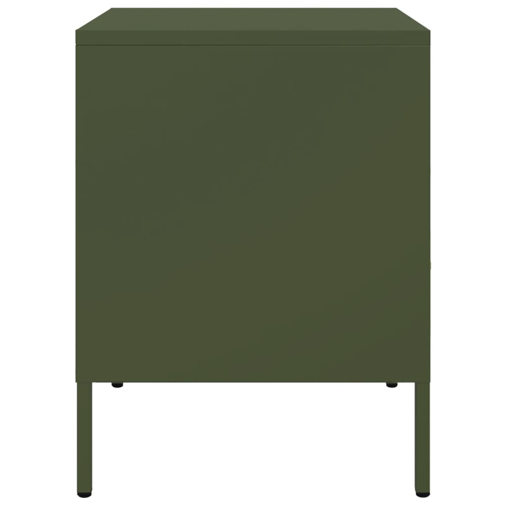 Tables de chevet 2 pcs vert olive 36x39x50,5 cm acier