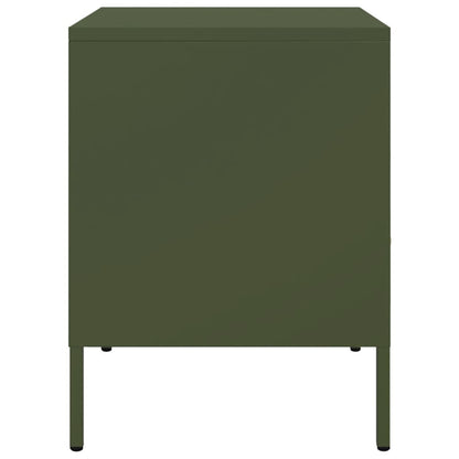 Tables de chevet 2 pcs vert olive 36x39x50,5 cm acier