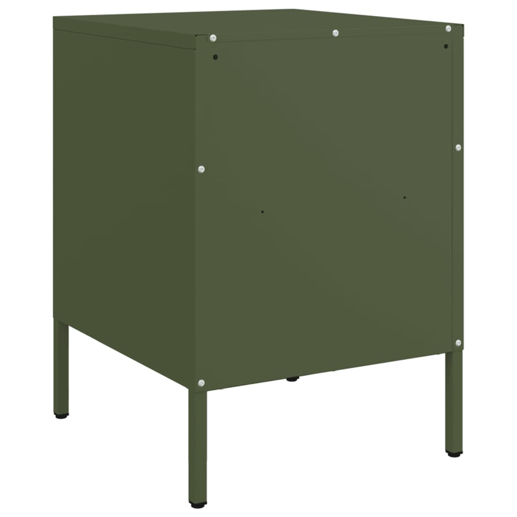 Tables de chevet 2 pcs vert olive 36x39x50,5 cm acier