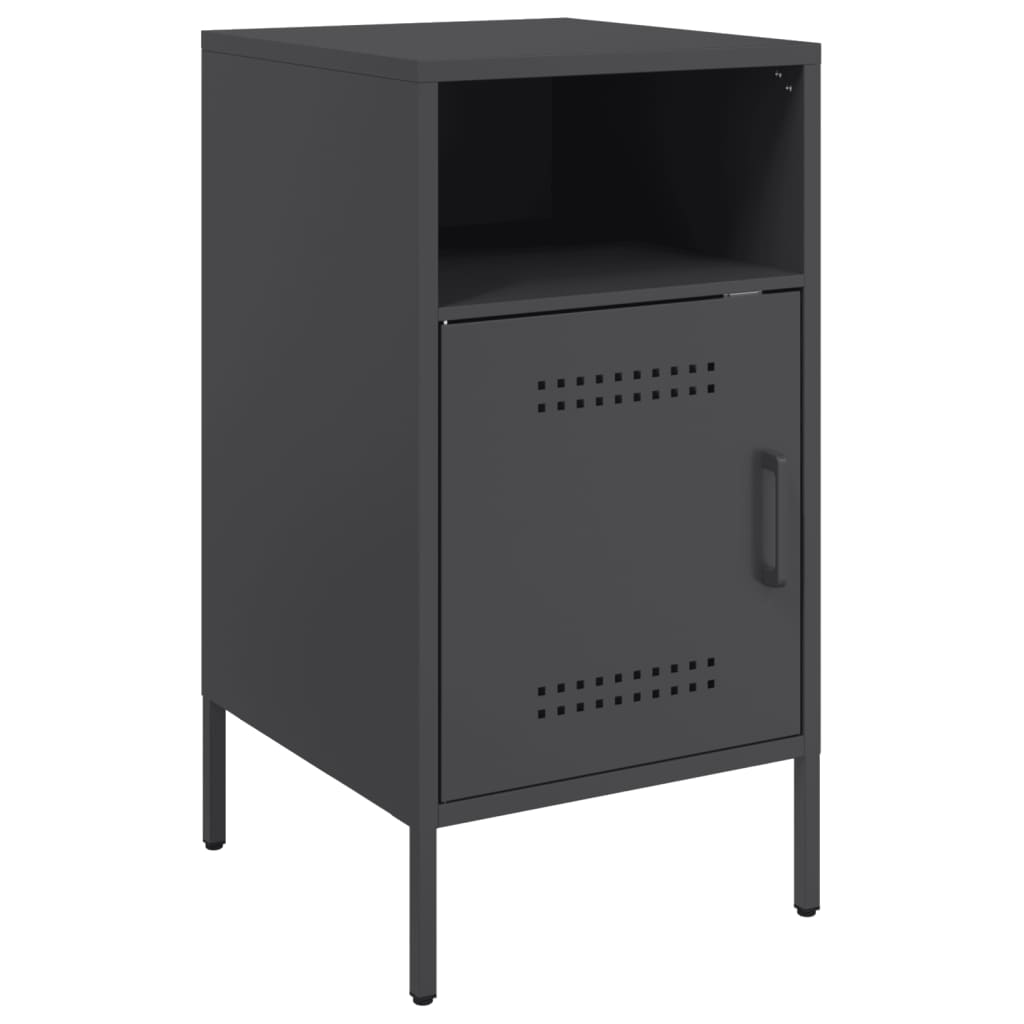 Table de chevet noir 36x39x68 cm acier