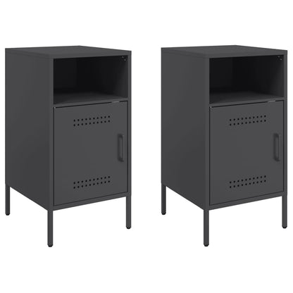 Tables de chevet 2 pcs noir 36x39x68 cm acier