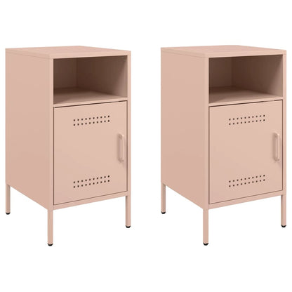 Tables de chevet 2 pcs rose 36x39x68 cm acier