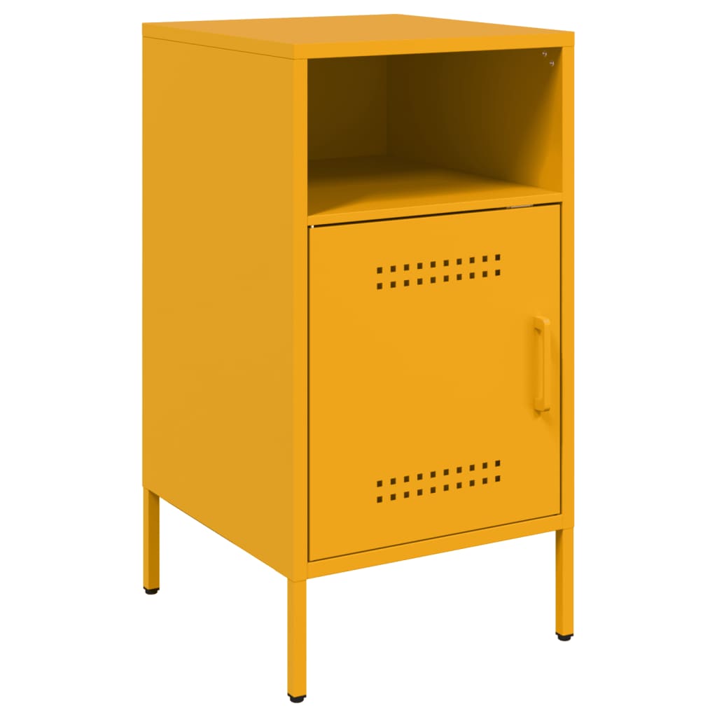 Table de chevet jaune moutarde 36x39x68 cm acier