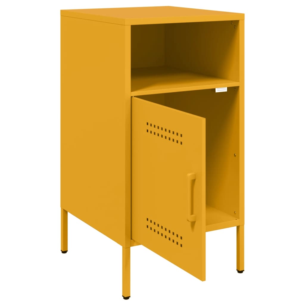 Table de chevet jaune moutarde 36x39x68 cm acier