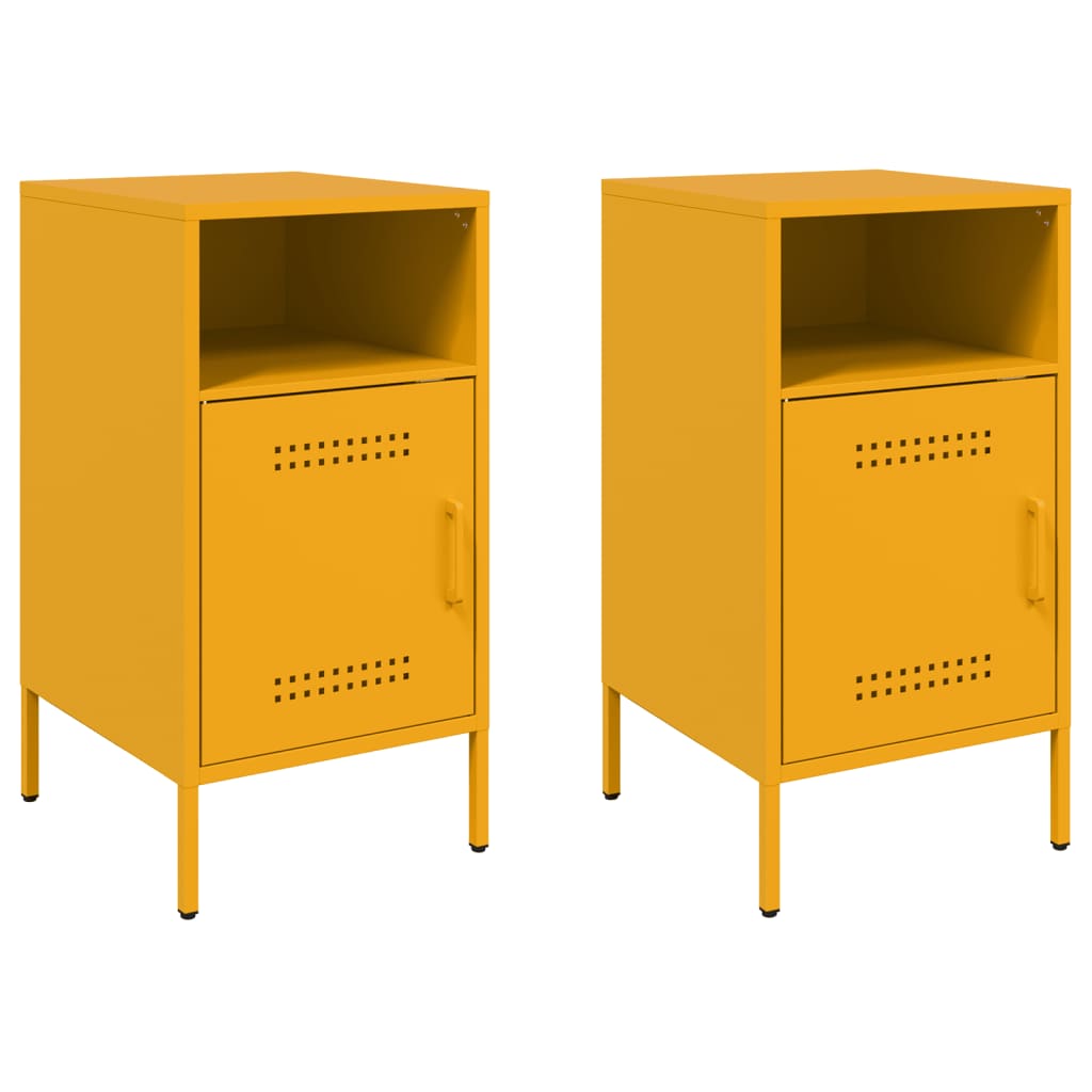 Tables de chevet 2 pcs jaune moutarde 36x39x68 cm acier