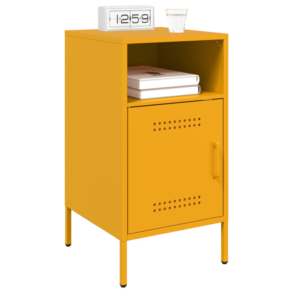 Tables de chevet 2 pcs jaune moutarde 36x39x68 cm acier