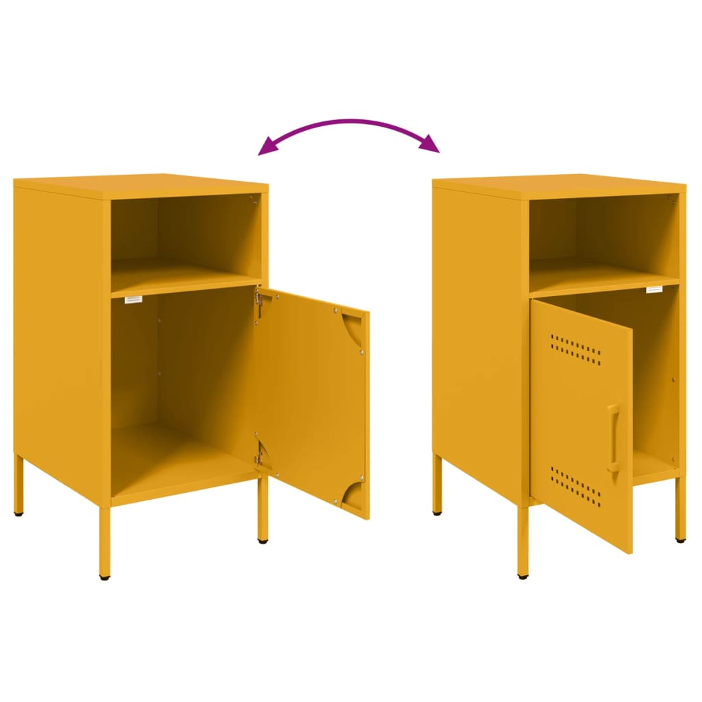 Tables de chevet 2 pcs jaune moutarde 36x39x68 cm acier