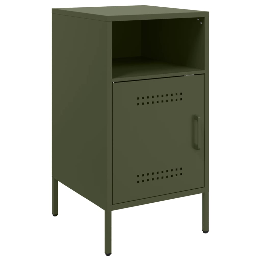 Table de chevet vert olive 36x39x68 cm acier