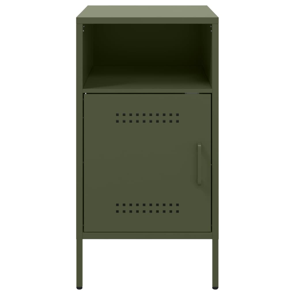 Table de chevet vert olive 36x39x68 cm acier