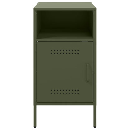 Table de chevet vert olive 36x39x68 cm acier