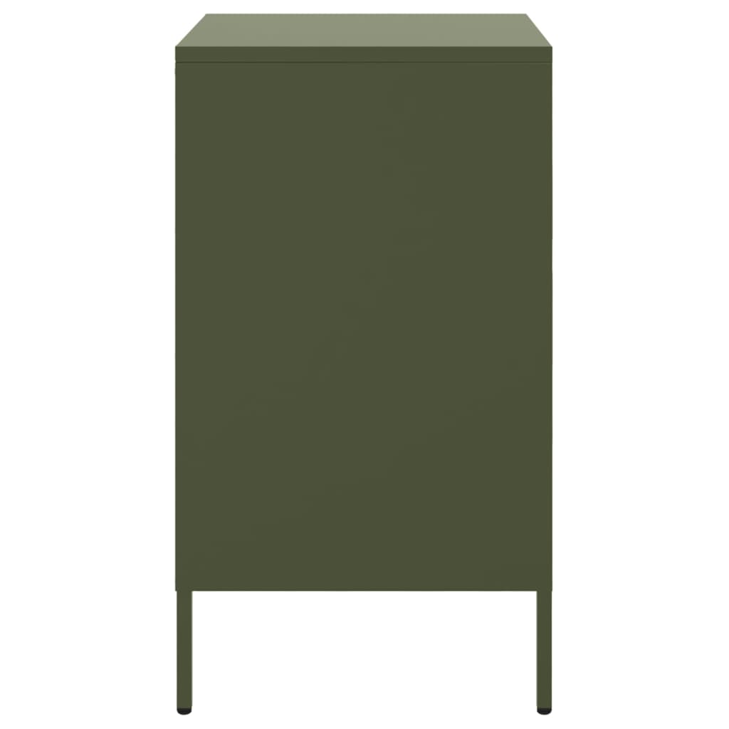 Table de chevet vert olive 36x39x68 cm acier