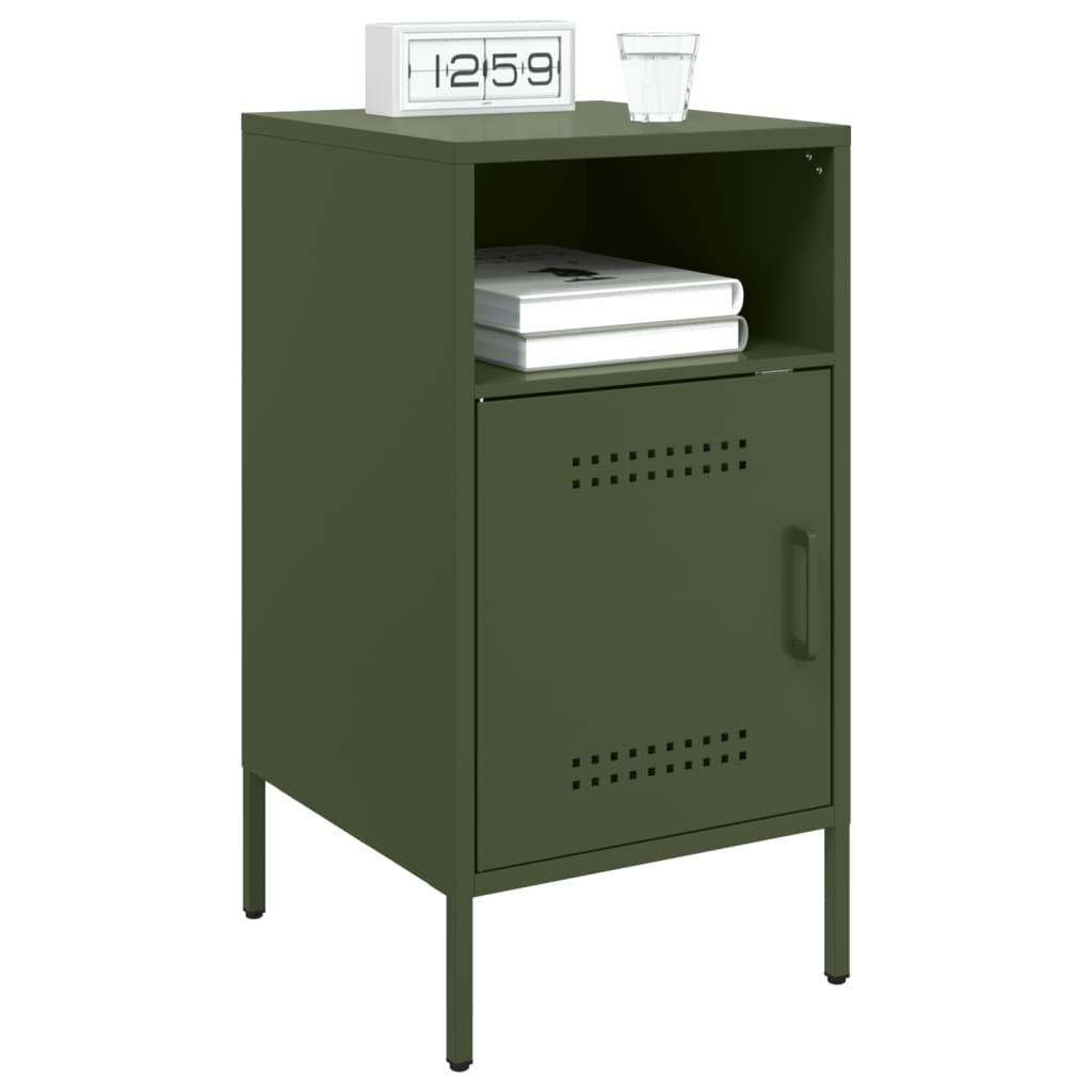 Tables de chevet 2 pcs vert olive 36x39x68 cm acier