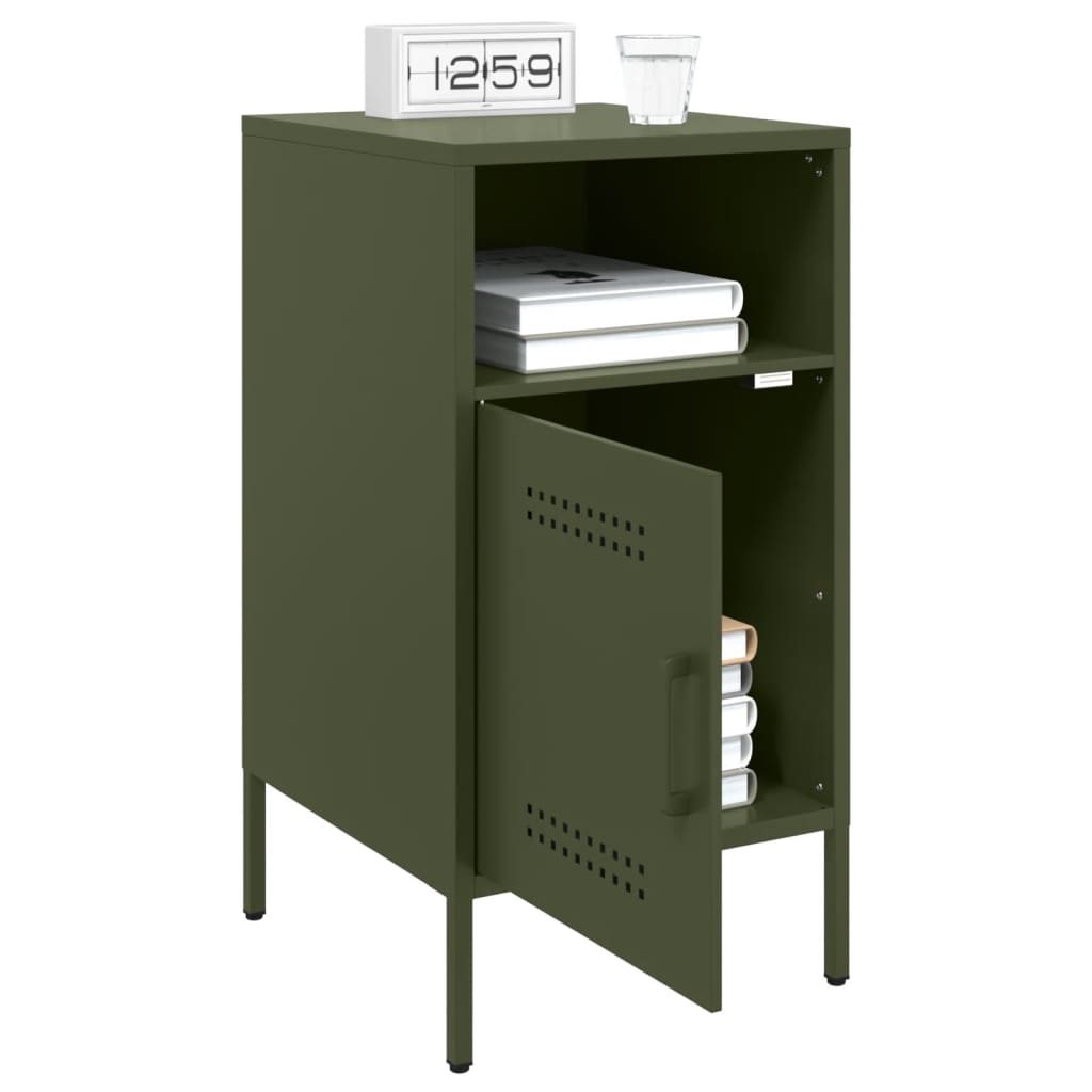 Tables de chevet 2 pcs vert olive 36x39x68 cm acier