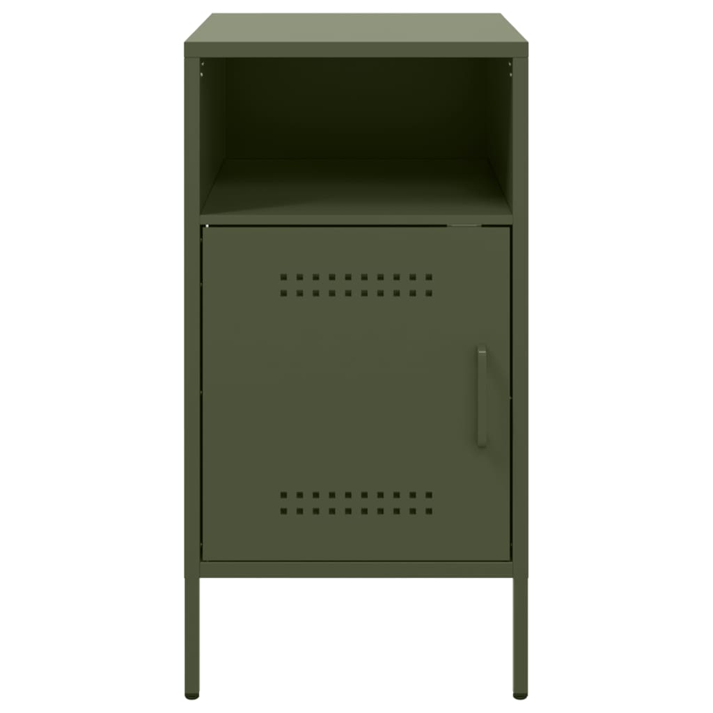 Tables de chevet 2 pcs vert olive 36x39x68 cm acier