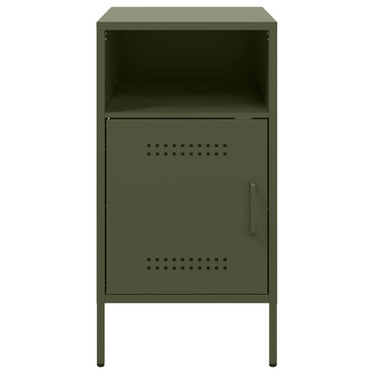 Tables de chevet 2 pcs vert olive 36x39x68 cm acier