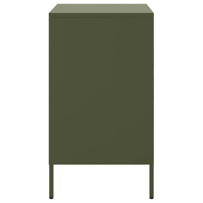 Tables de chevet 2 pcs vert olive 36x39x68 cm acier