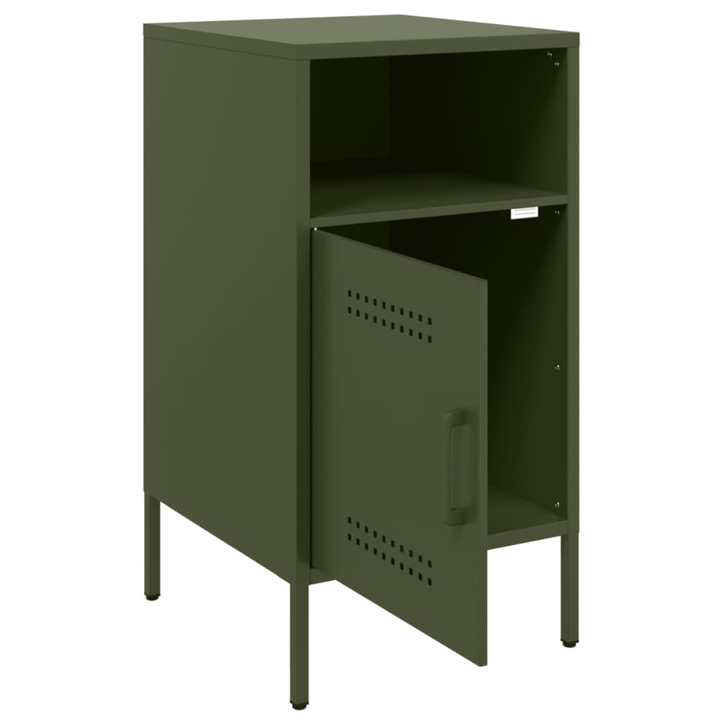 Tables de chevet 2 pcs vert olive 36x39x68 cm acier