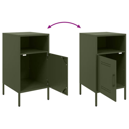 Tables de chevet 2 pcs vert olive 36x39x68 cm acier