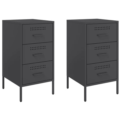 Tables de chevet 2 pcs noir 36x39x68 cm acier