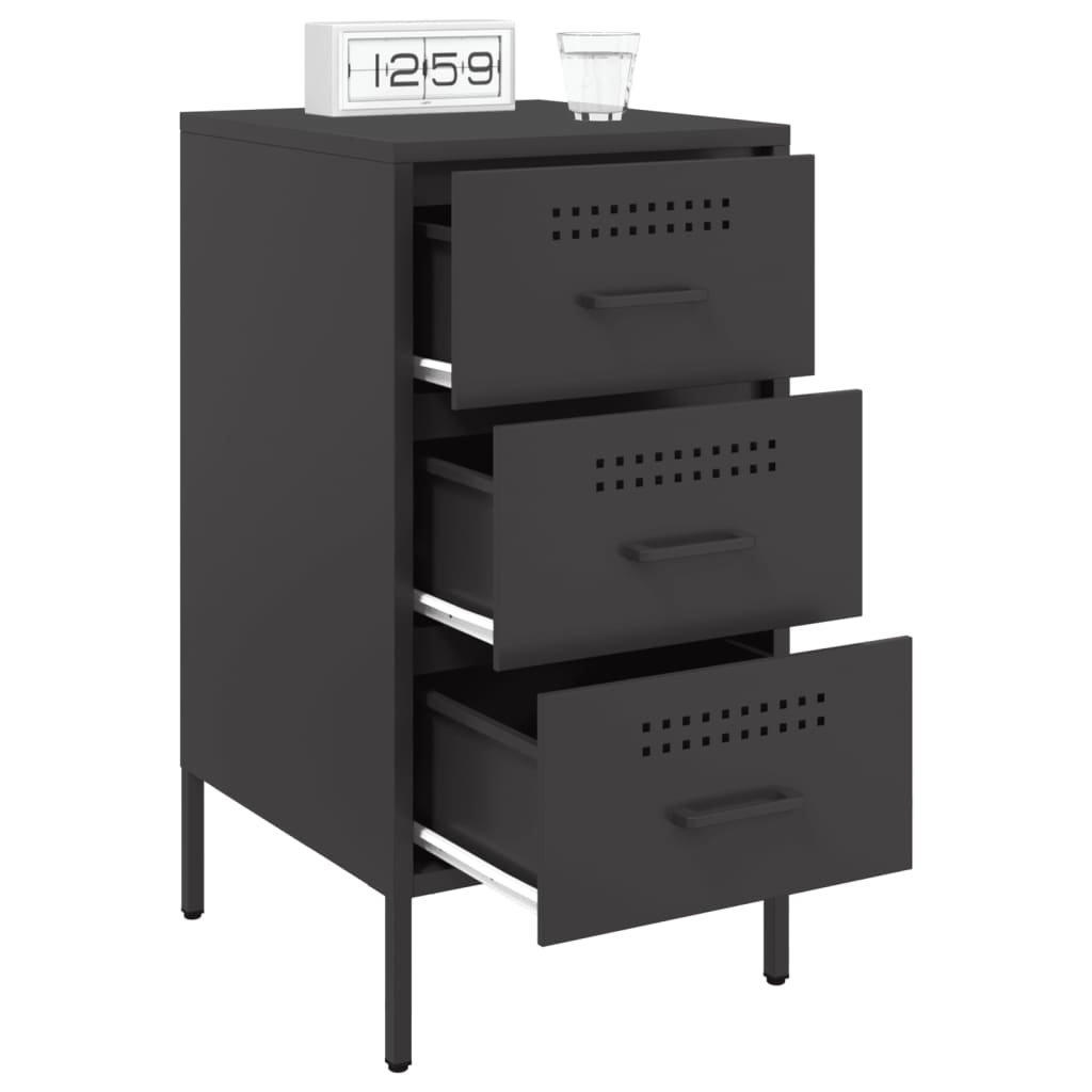 Tables de chevet 2 pcs noir 36x39x68 cm acier