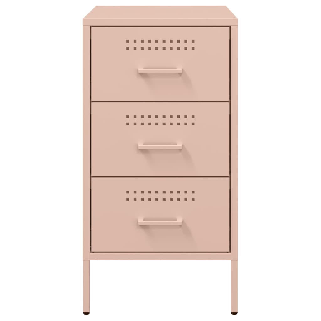 Table de chevet rose 36x39x68 cm acier