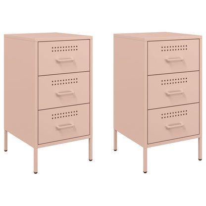 Tables de chevet 2 pcs rose 36x39x68 cm acier