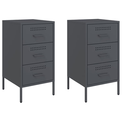 Table de chevet 2 pcs anthracite 36x39x68 cm acier