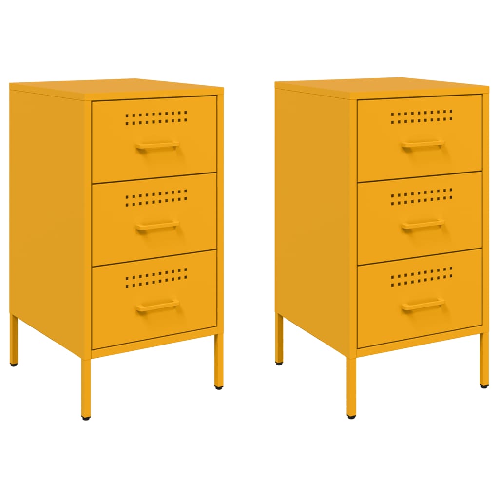 Tables de chevet 2 pcs jaune moutarde 36x39x68 cm acier