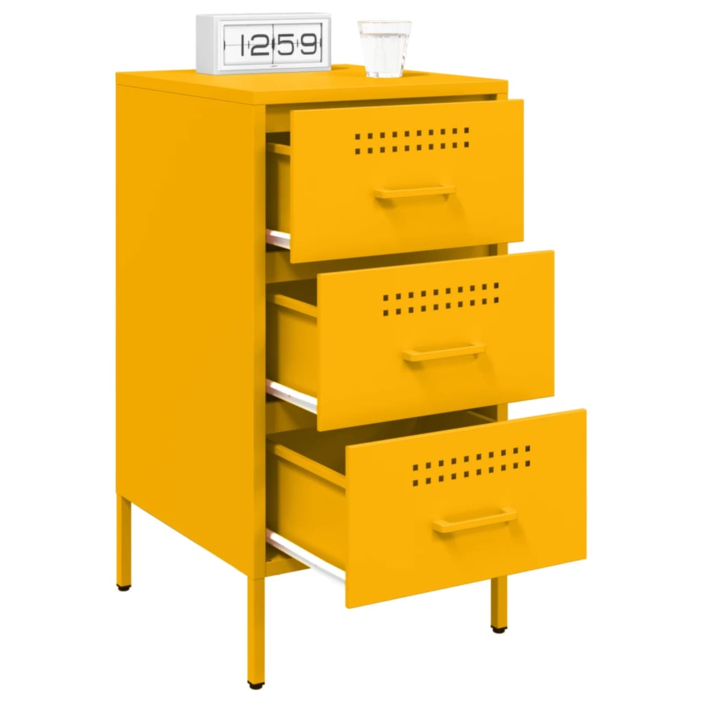 Tables de chevet 2 pcs jaune moutarde 36x39x68 cm acier