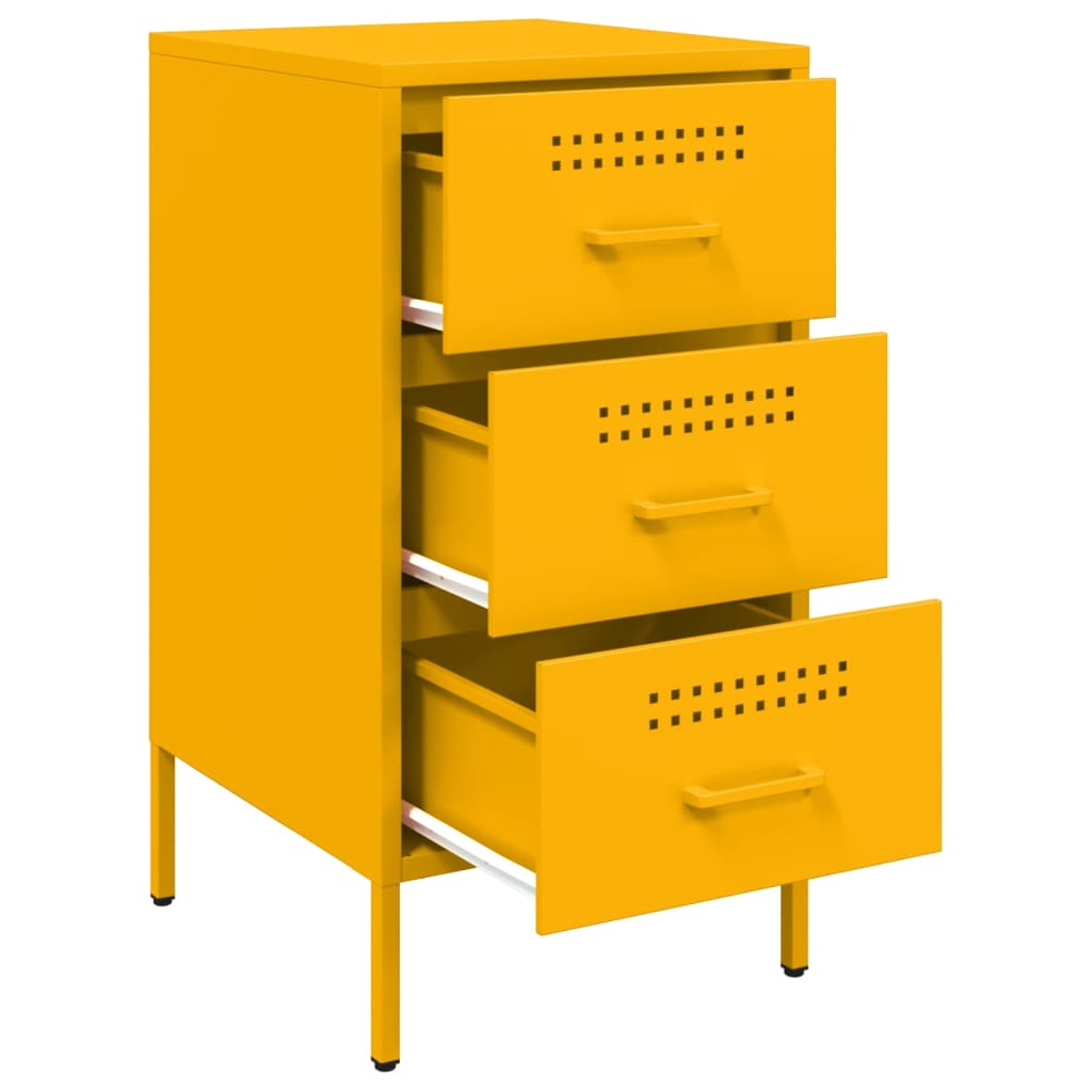 Tables de chevet 2 pcs jaune moutarde 36x39x68 cm acier