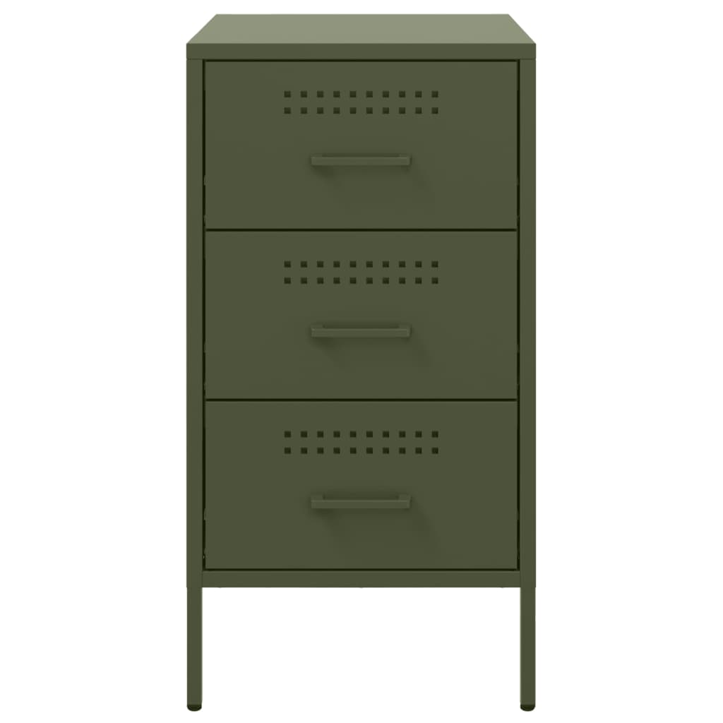 Tables de chevet 2 pcs vert olive 36x39x68 cm acier