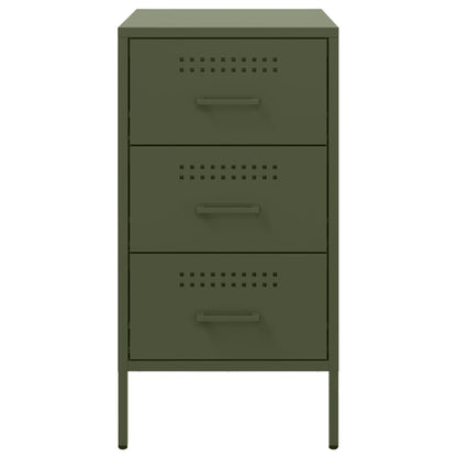 Tables de chevet 2 pcs vert olive 36x39x68 cm acier